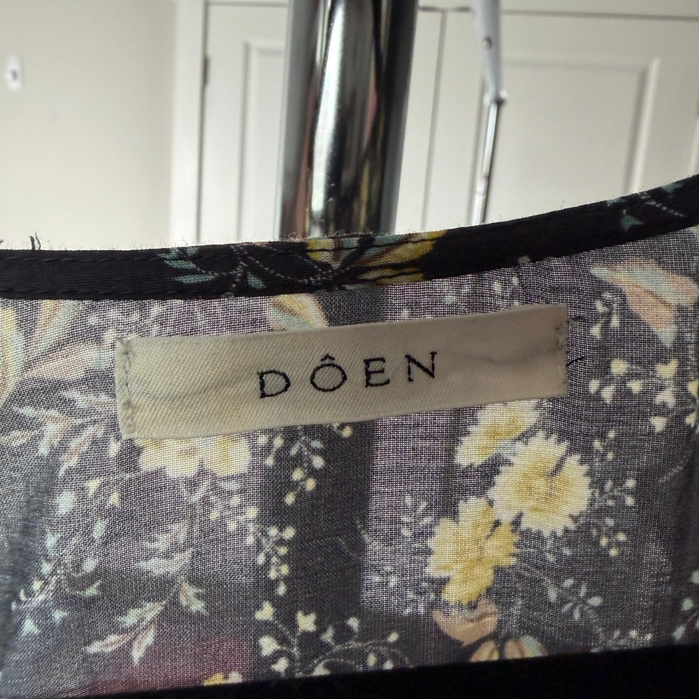 DOEN Charleston Noir Winding Blossoms Floral Midi Dress XXL Organic Cotton Boho - Picture 4 of 16